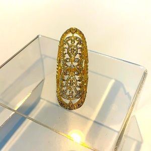 Gold Filagree Crystal Ring